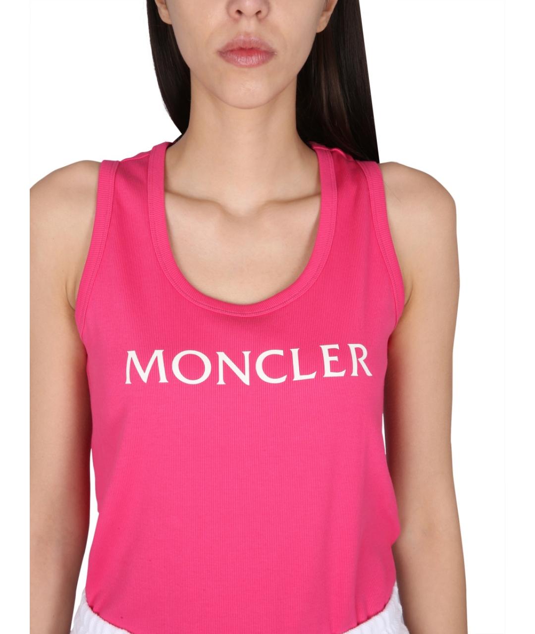 MONCLER Фуксия хлопковая майка, фото 5