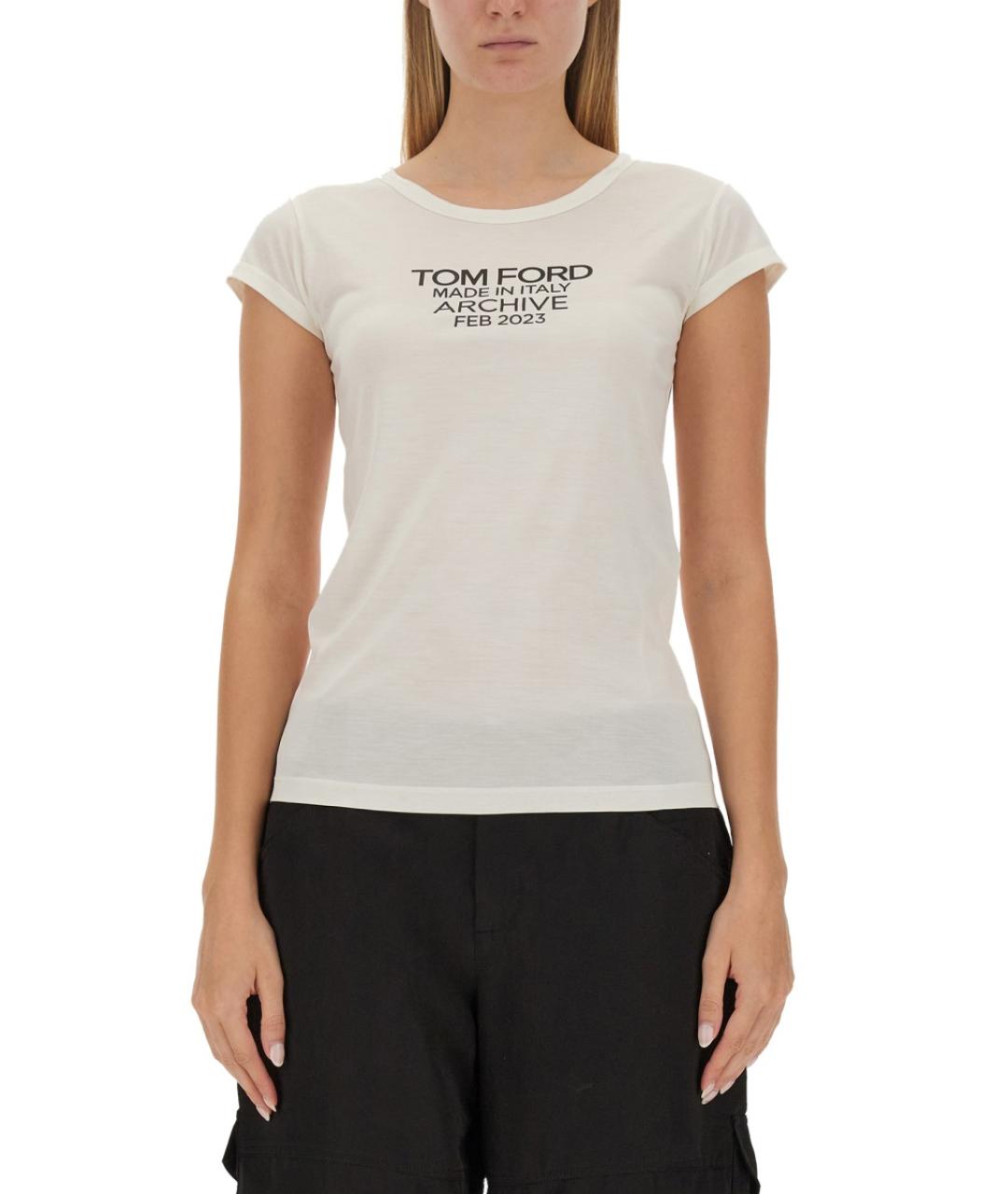 TOM FORD Белая шелковая футболка, фото 2