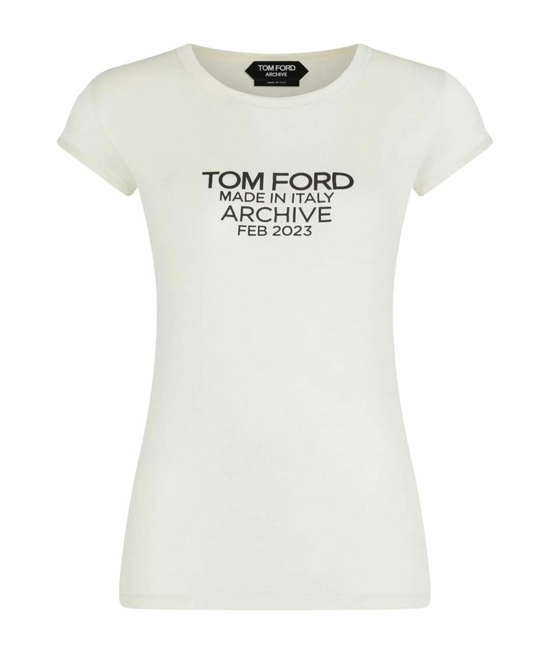 TOM FORD Белая шелковая футболка, фото 1