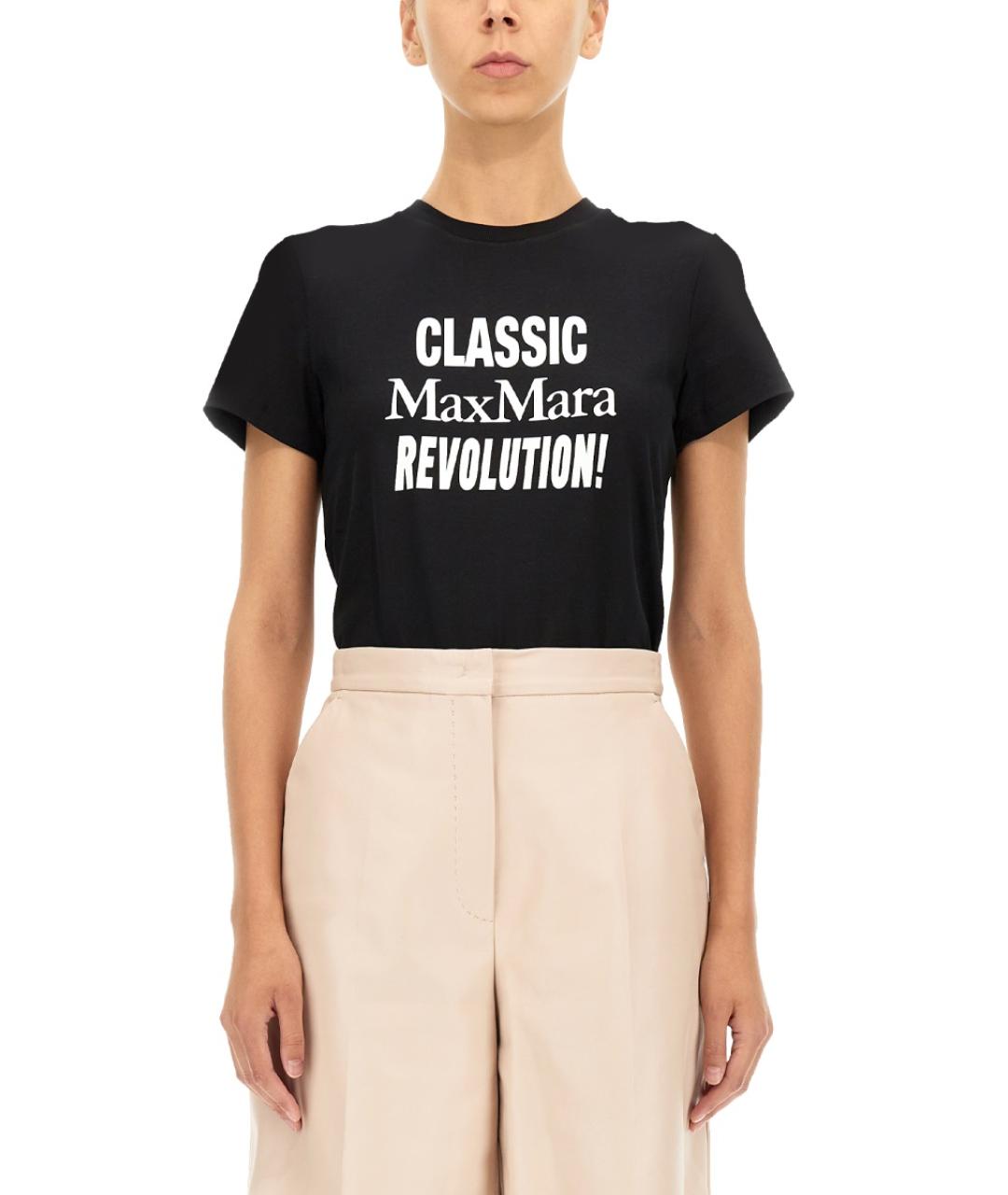 MAX MARA Черная хлопковая футболка, фото 2