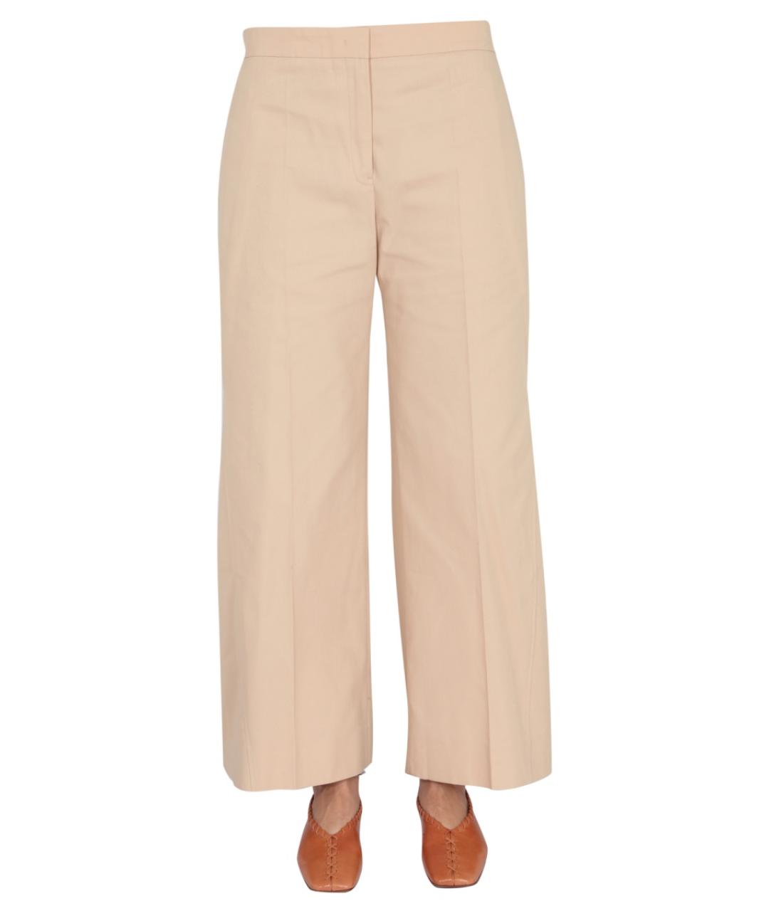 JIL SANDER Бежевые хлопковые прямые брюки, фото 5