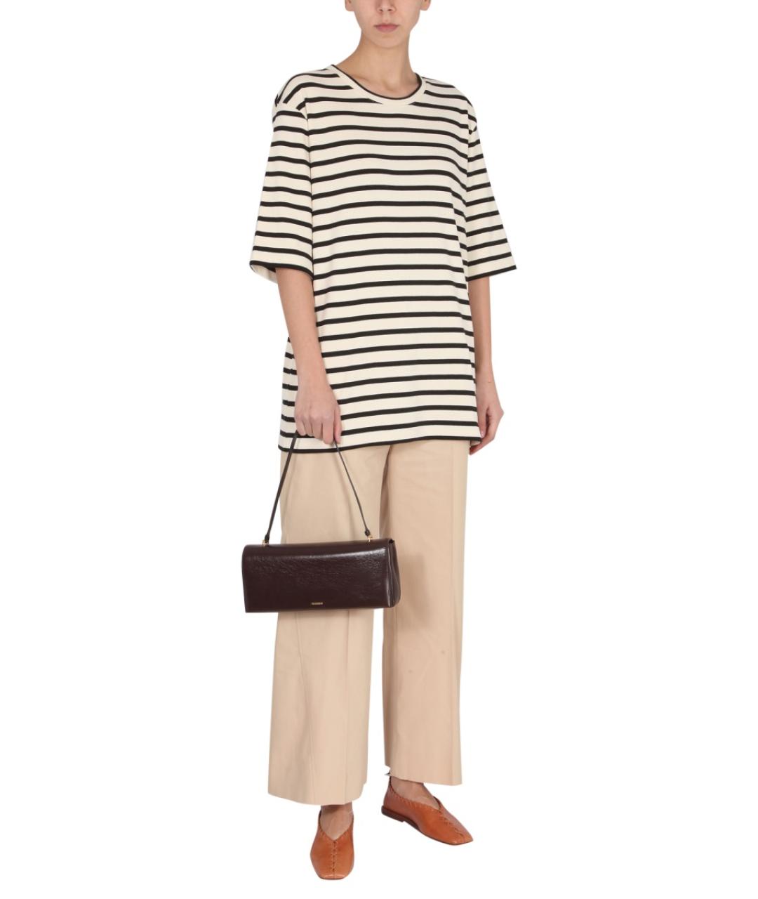 JIL SANDER Бежевые хлопковые прямые брюки, фото 2