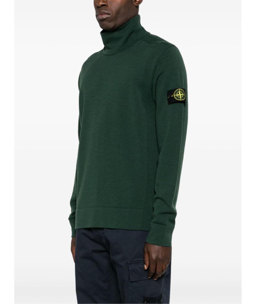 STONE ISLAND Зеленый шерстяной джемпер / свитер, фото 3