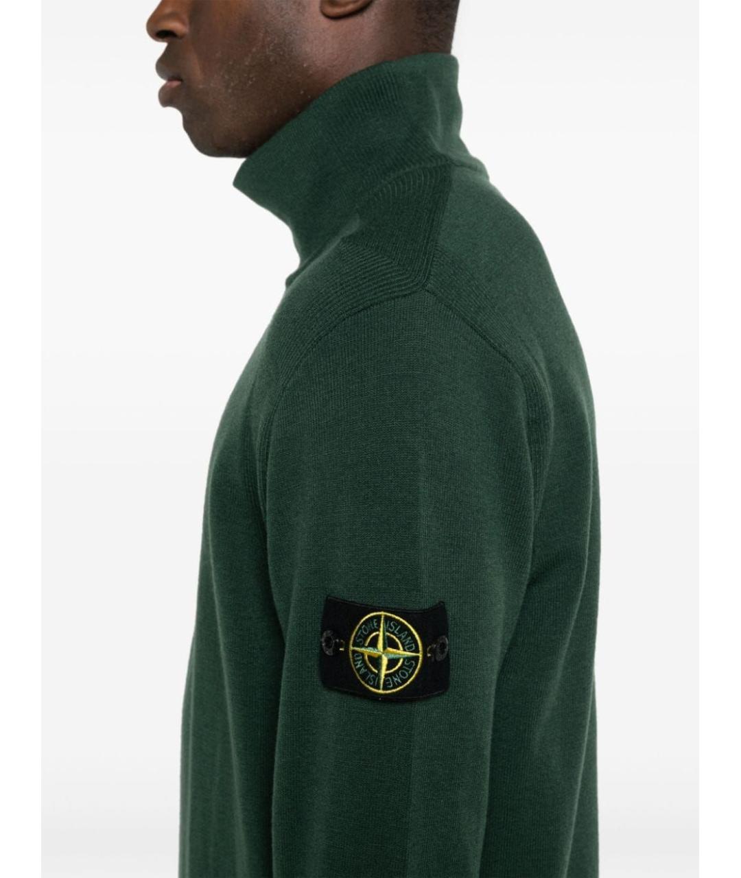 STONE ISLAND Зеленый шерстяной джемпер / свитер, фото 5