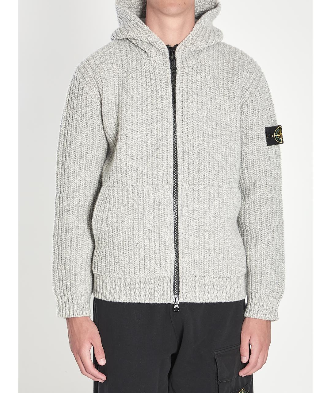 STONE ISLAND Серый шерстяной кардиган, фото 2