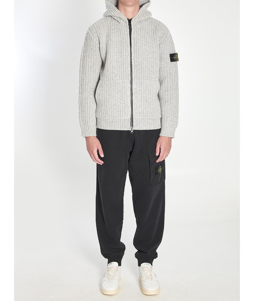 STONE ISLAND Серый шерстяной кардиган, фото 6