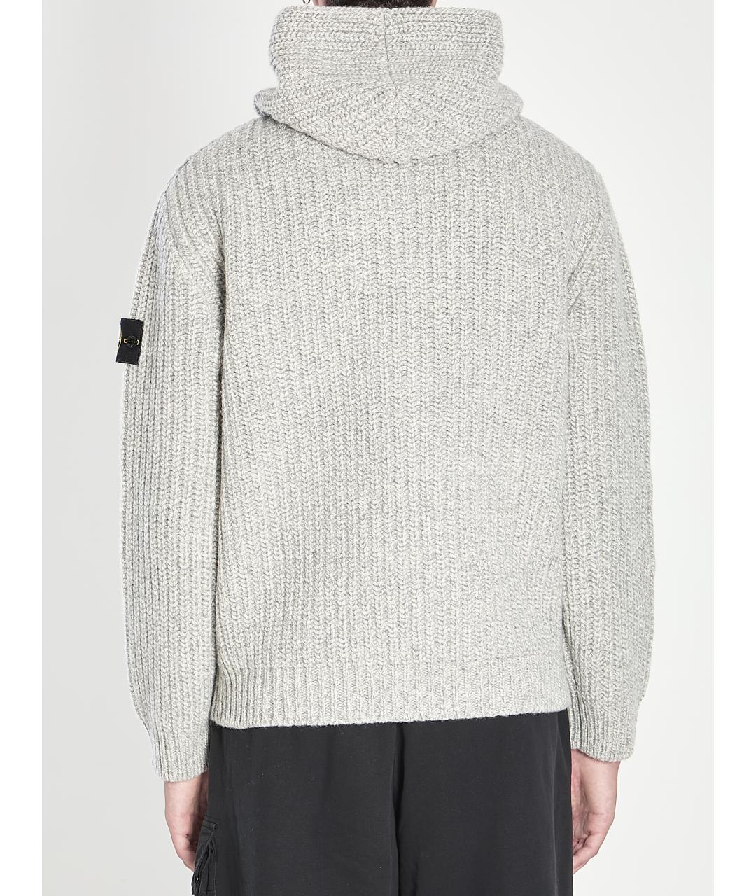 STONE ISLAND Серый шерстяной кардиган, фото 5