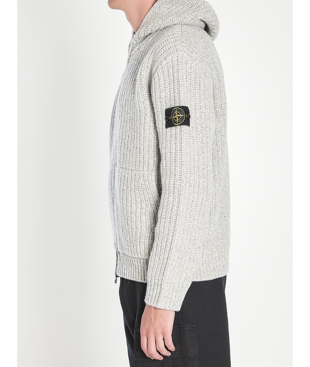 STONE ISLAND Серый шерстяной кардиган, фото 4