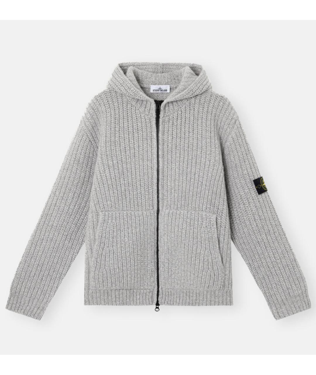 STONE ISLAND Серый шерстяной кардиган, фото 7