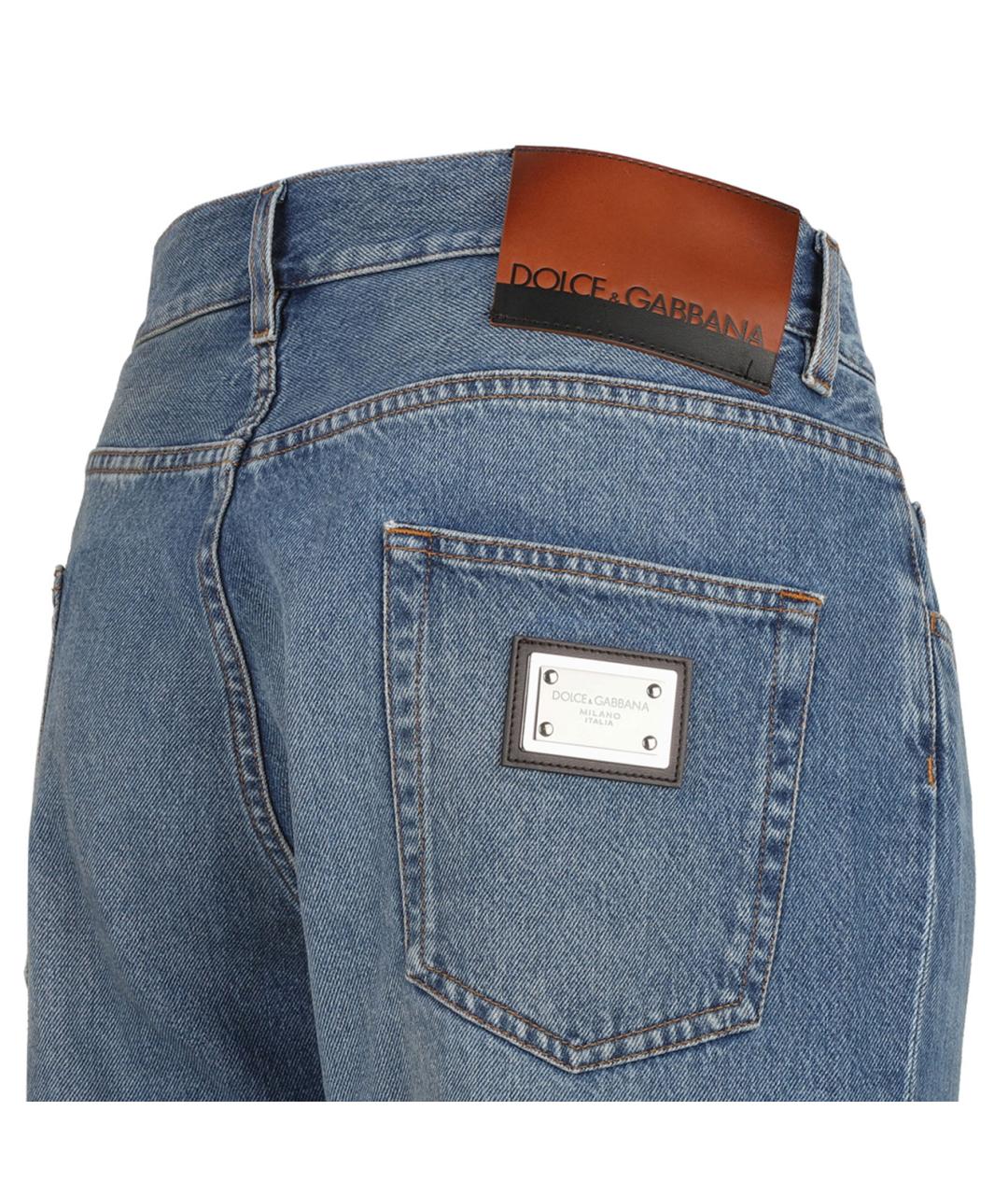 DOLCE&GABBANA Синие хлопковые повседневные брюки, фото 4