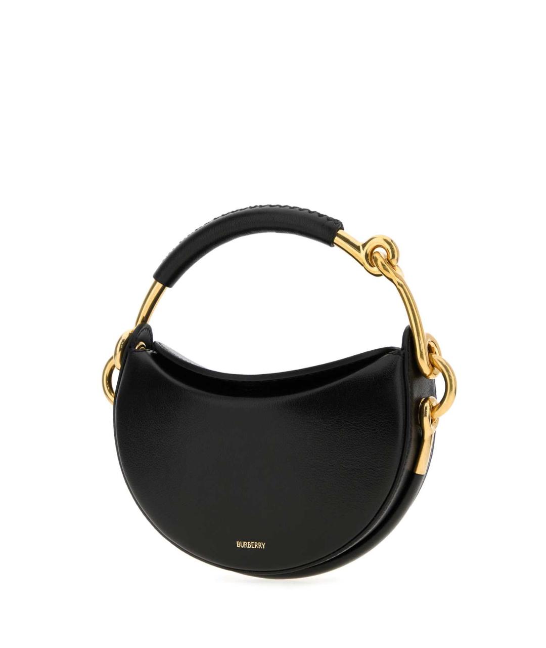 BURBERRY Черная кожаная сумка с короткими ручками, фото 2