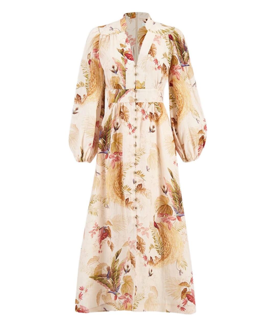 ZIMMERMANN Бежевое льняное повседневное платье, фото 1