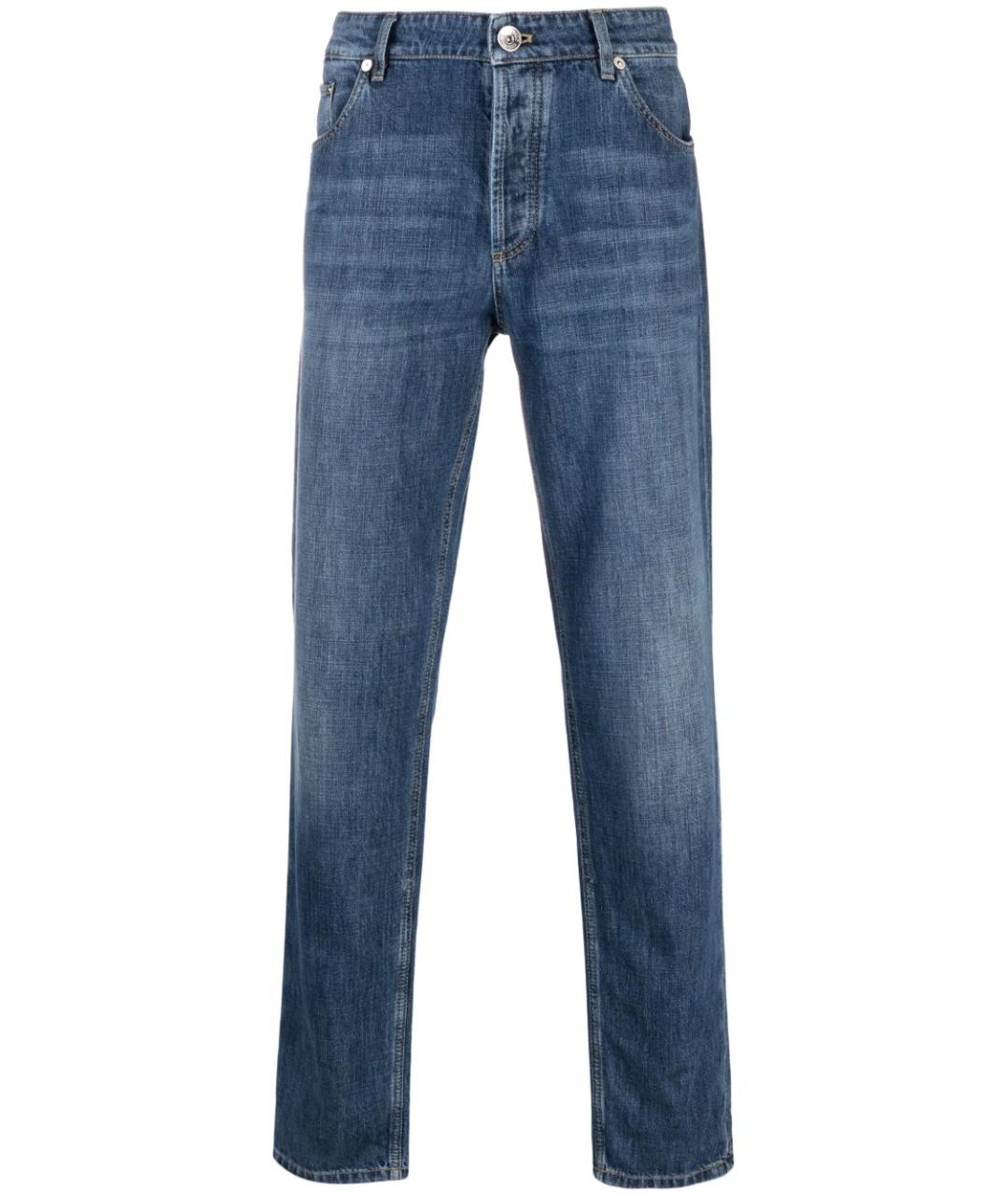 BRUNELLO CUCINELLI Синие хлопковые джинсы скинни, фото 1