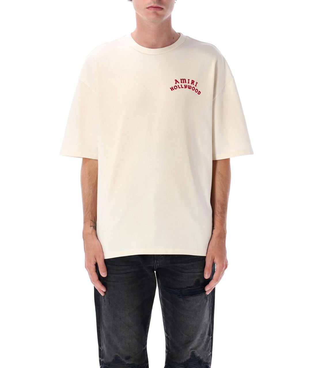 AMIRI Бежевая хлопковая футболка, фото 4