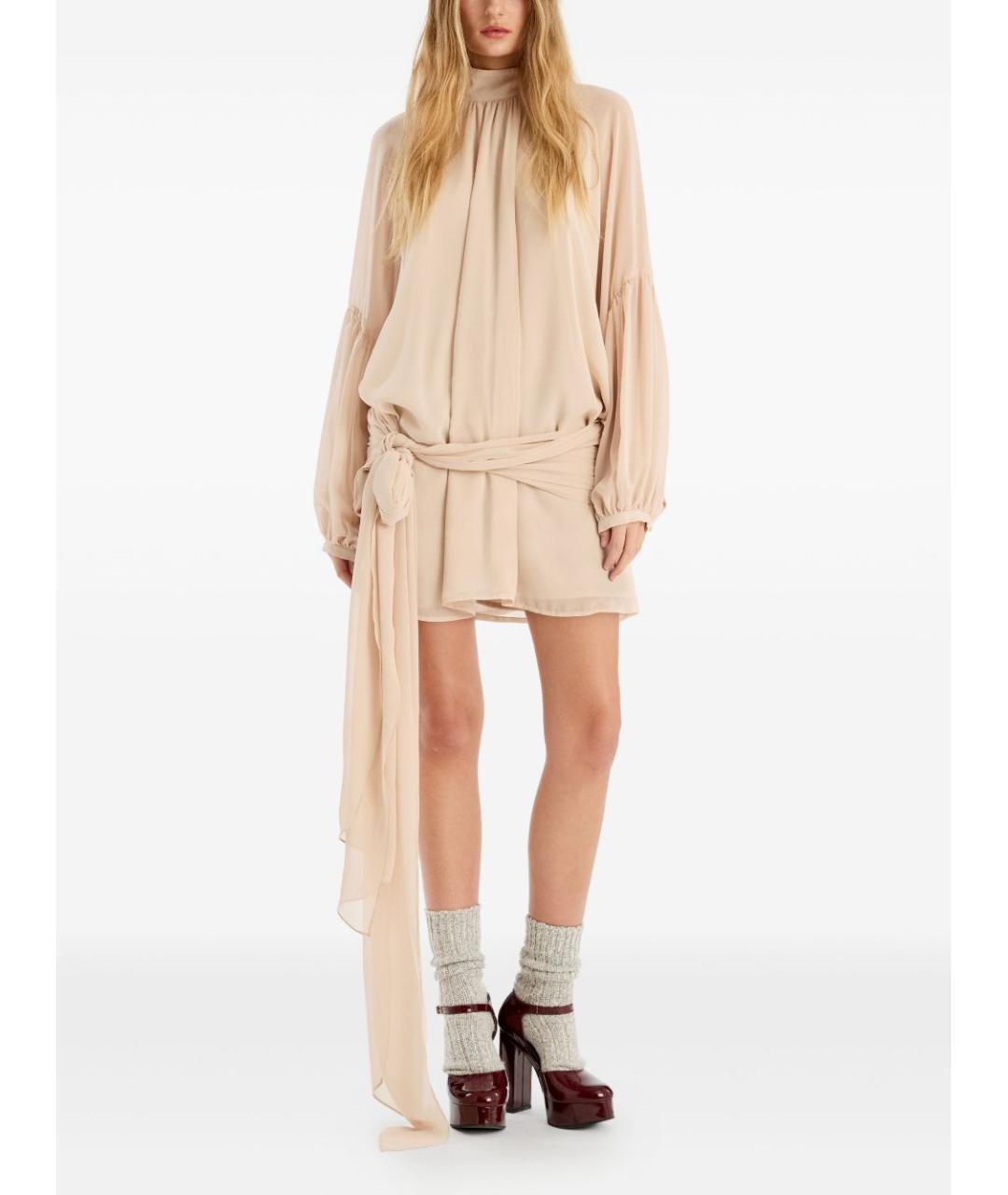 ROTATE Бежевое шифоновое вечернее платье, фото 2
