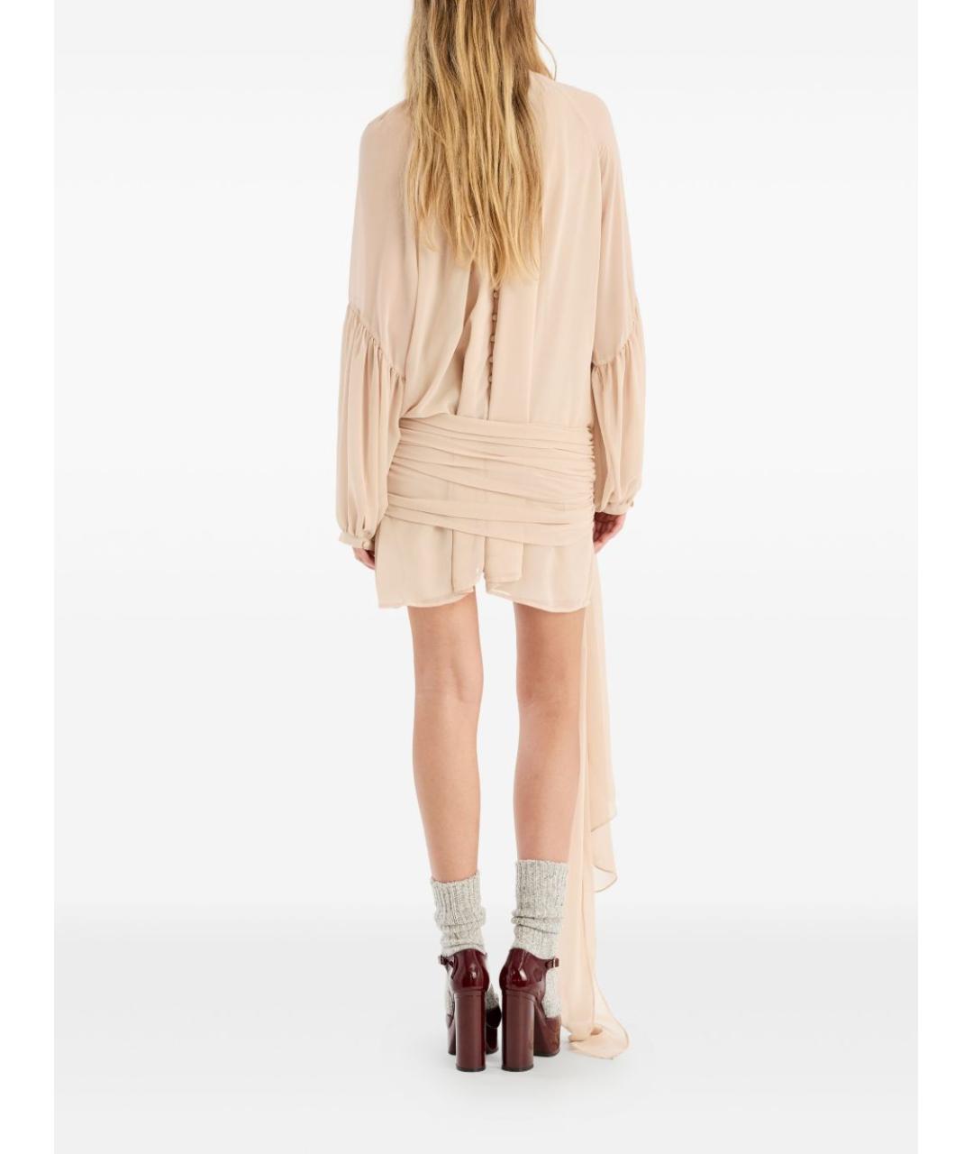 ROTATE Бежевое шифоновое вечернее платье, фото 3