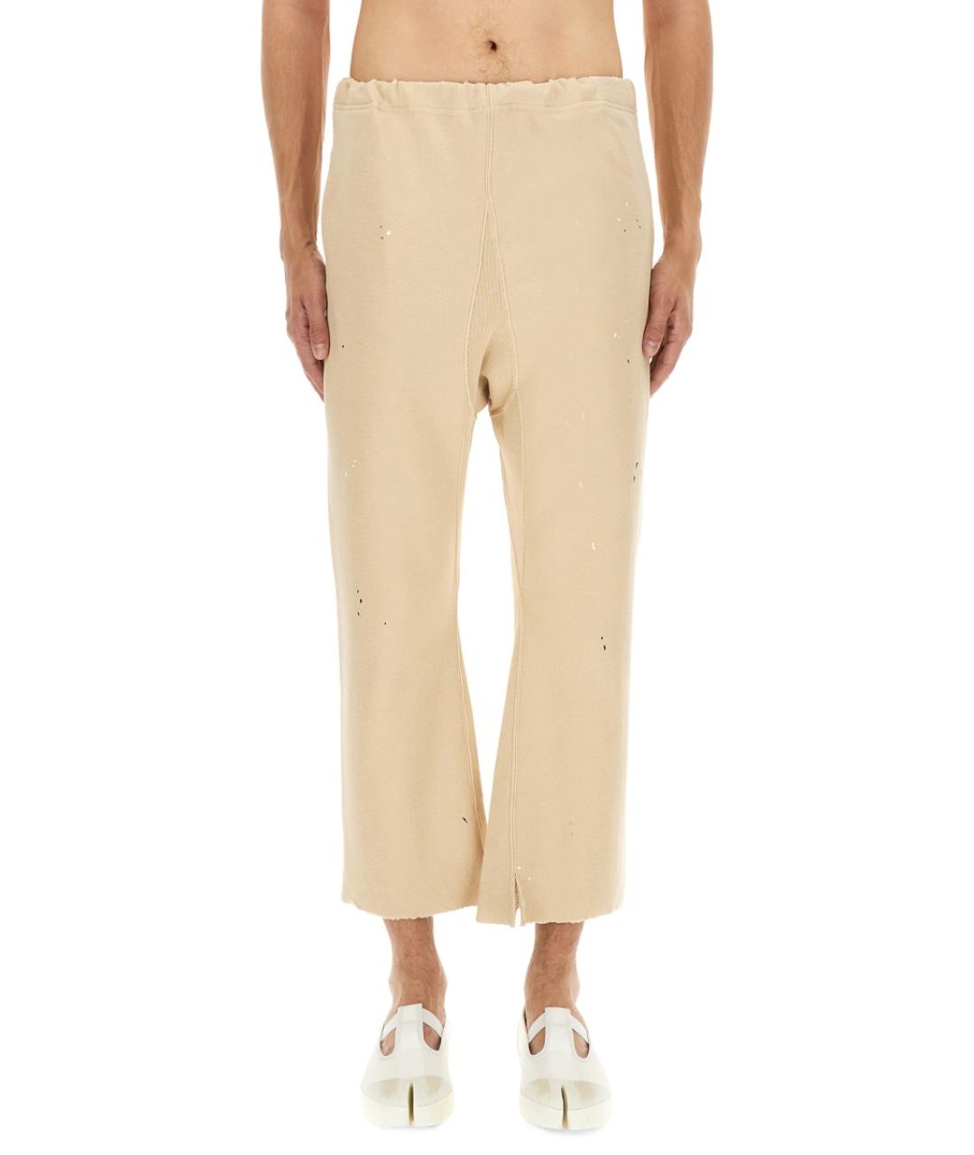 MAISON MARGIELA Бежевые хлопковые прямые брюки, фото 5