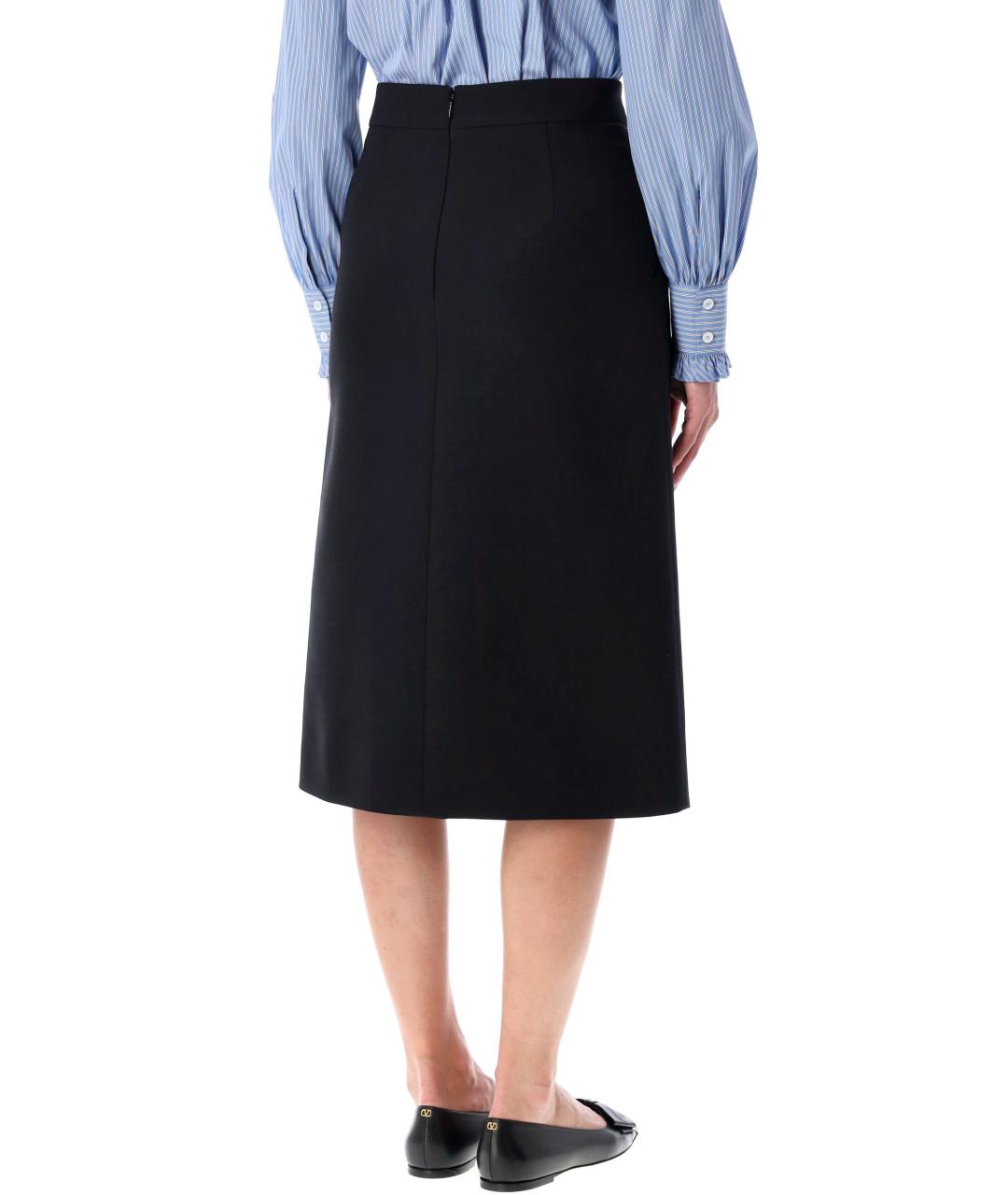 VALENTINO Черная хлопковая юбка миди, фото 3