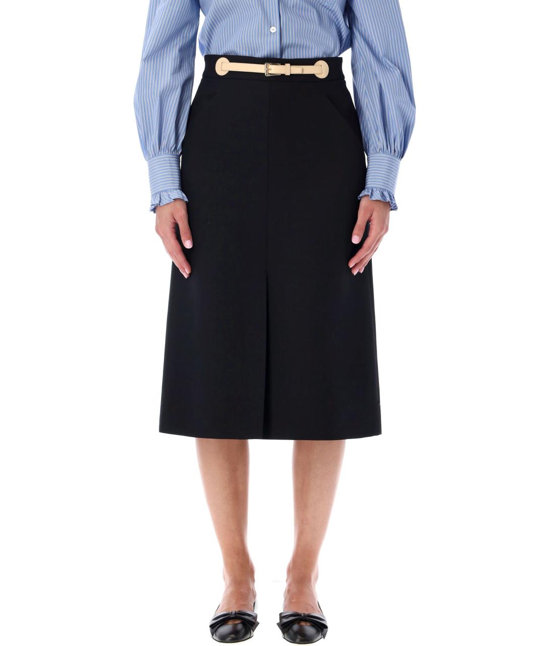 VALENTINO Черная хлопковая юбка миди, фото 2