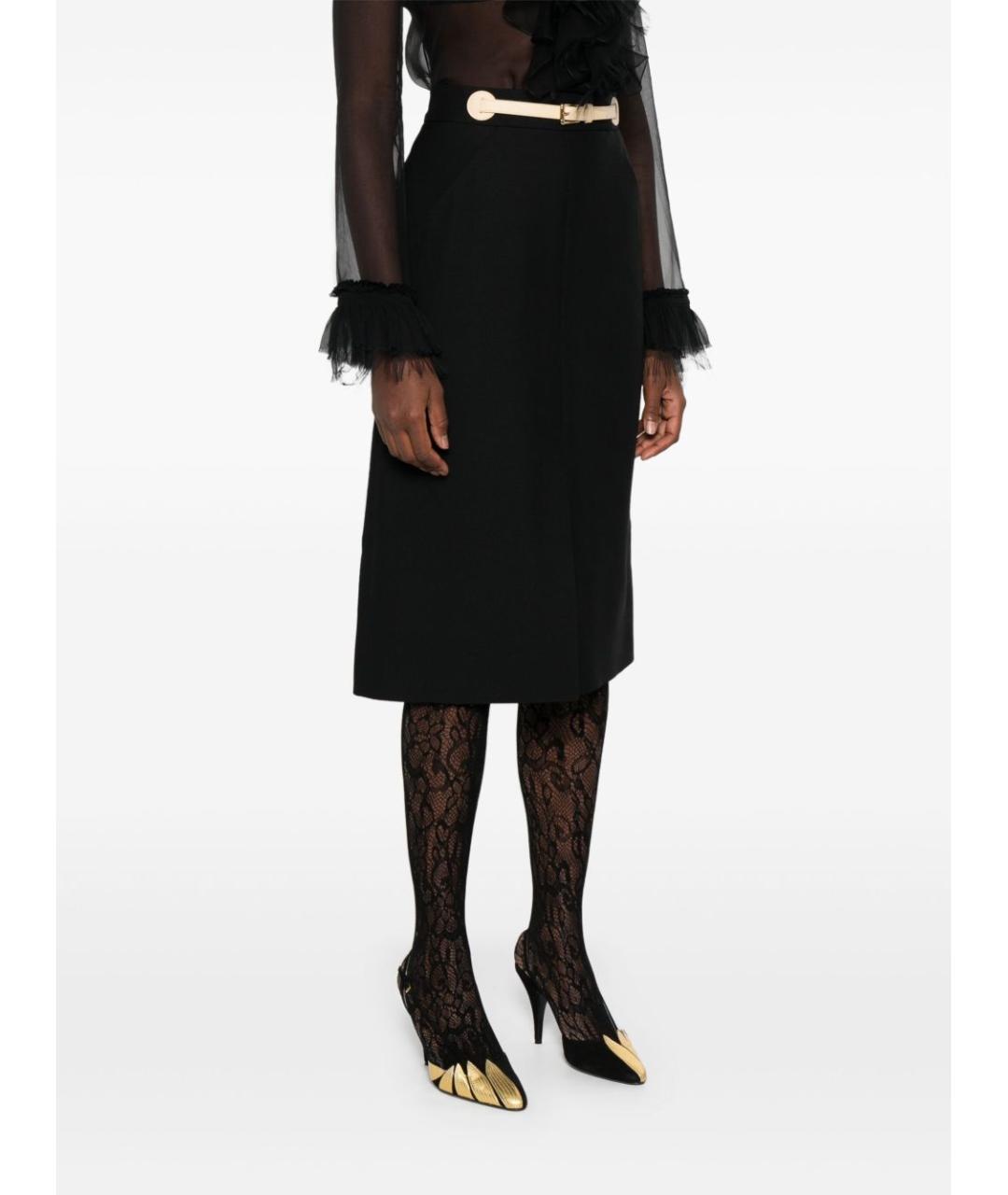 VALENTINO Черная хлопковая юбка миди, фото 5