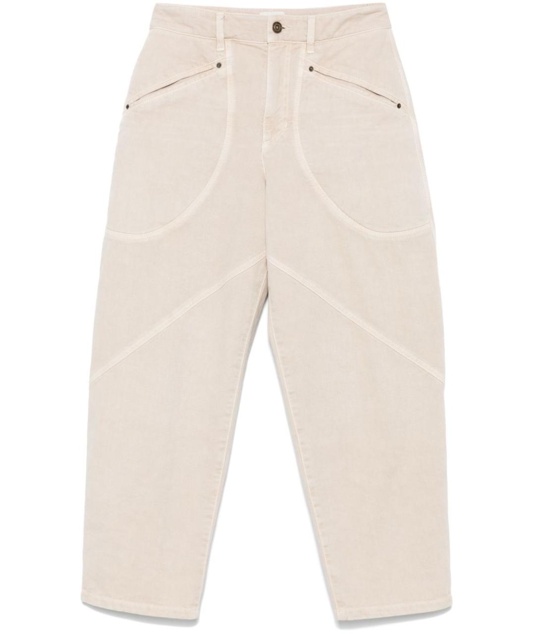 ISABEL MARANT Бежевые хлопковые прямые брюки, фото 1