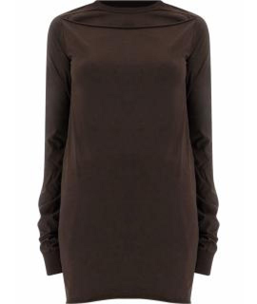 RICK OWENS Коричневая хлопковая футболка, фото 1