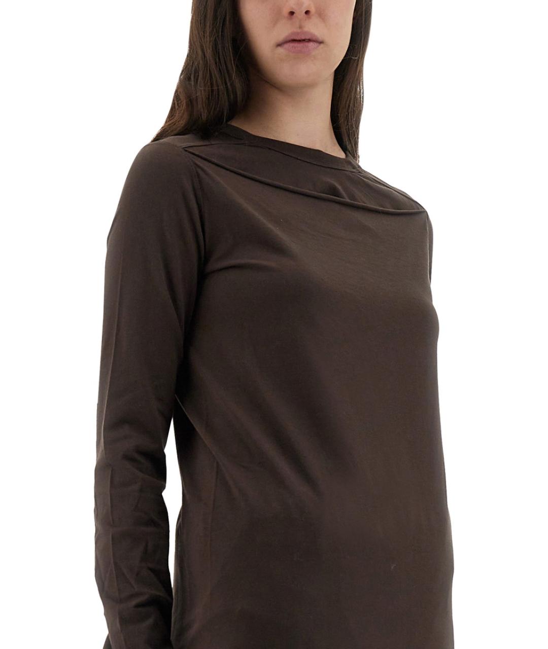 RICK OWENS Коричневая хлопковая футболка, фото 5
