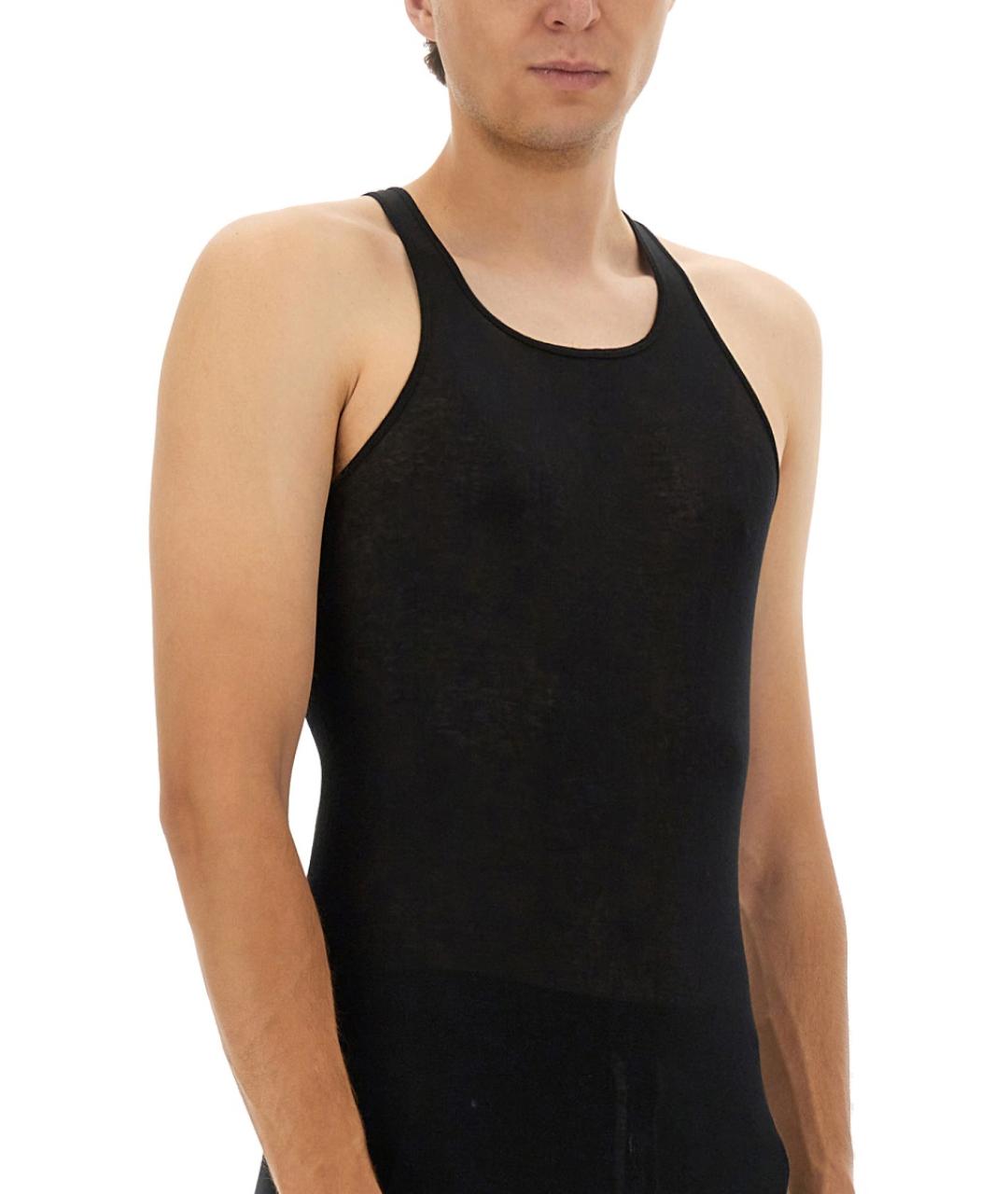 RICK OWENS Черная хлопковая майка, фото 3