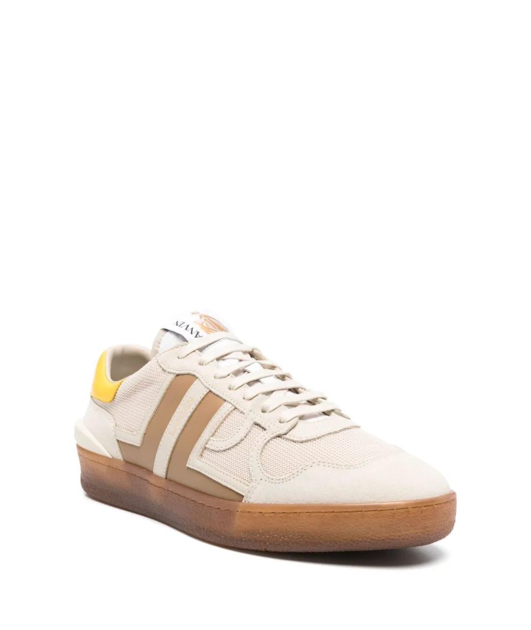 LANVIN Бежевые кожаные низкие кроссовки / кеды, фото 4