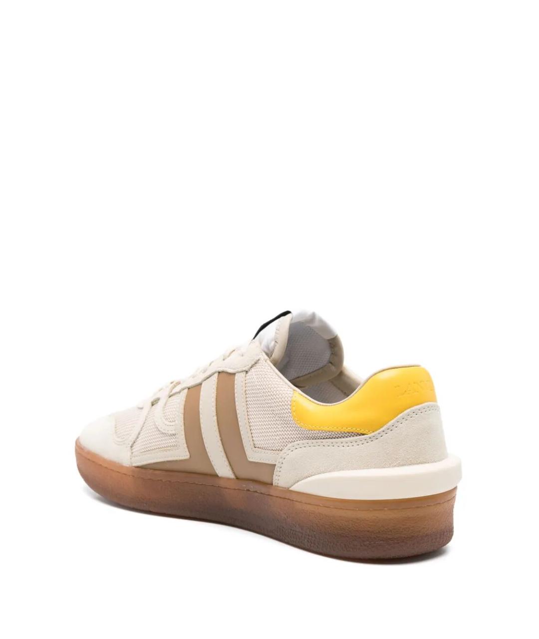 LANVIN Бежевые кожаные низкие кроссовки / кеды, фото 3