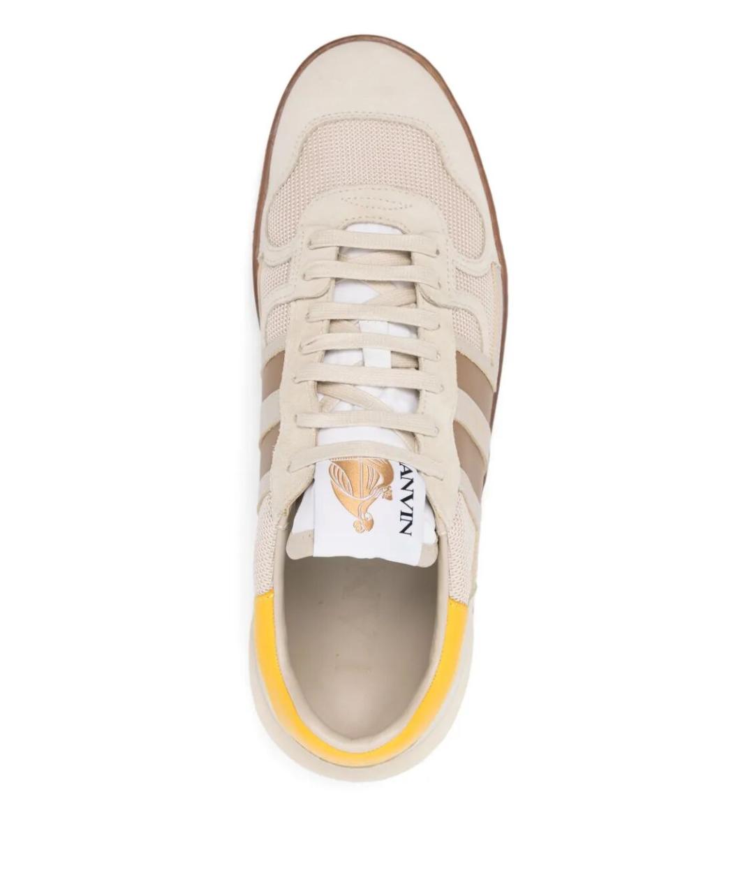 LANVIN Бежевые кожаные низкие кроссовки / кеды, фото 2