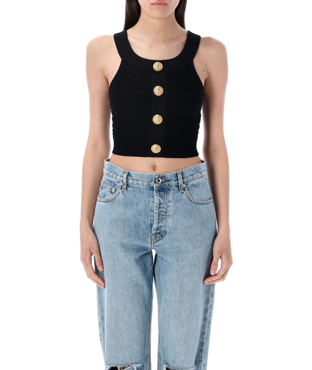 BALMAIN Черная вискозная футболка, фото 2