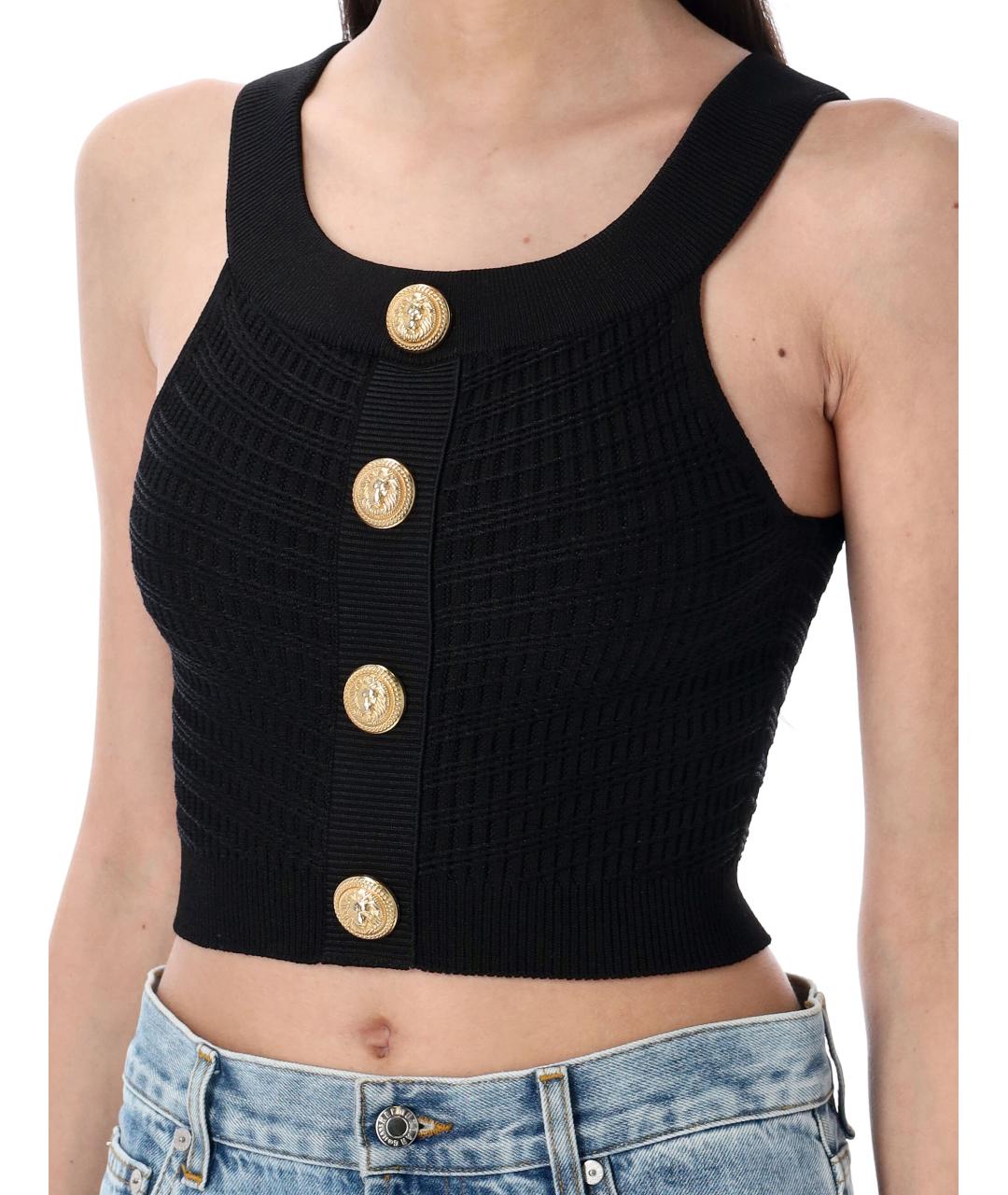 BALMAIN Черная вискозная футболка, фото 4