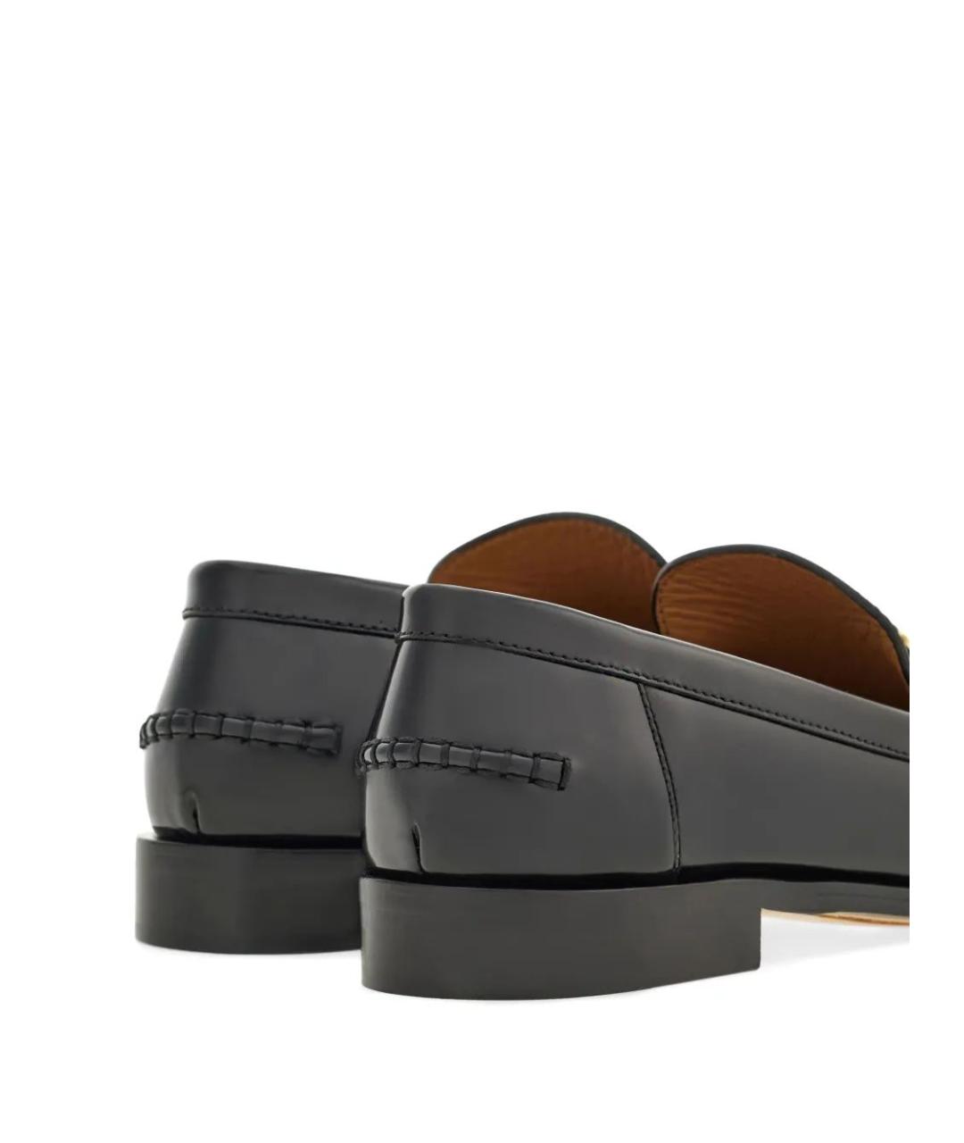 FERRAGAMO Черные кожаные лоферы, фото 4
