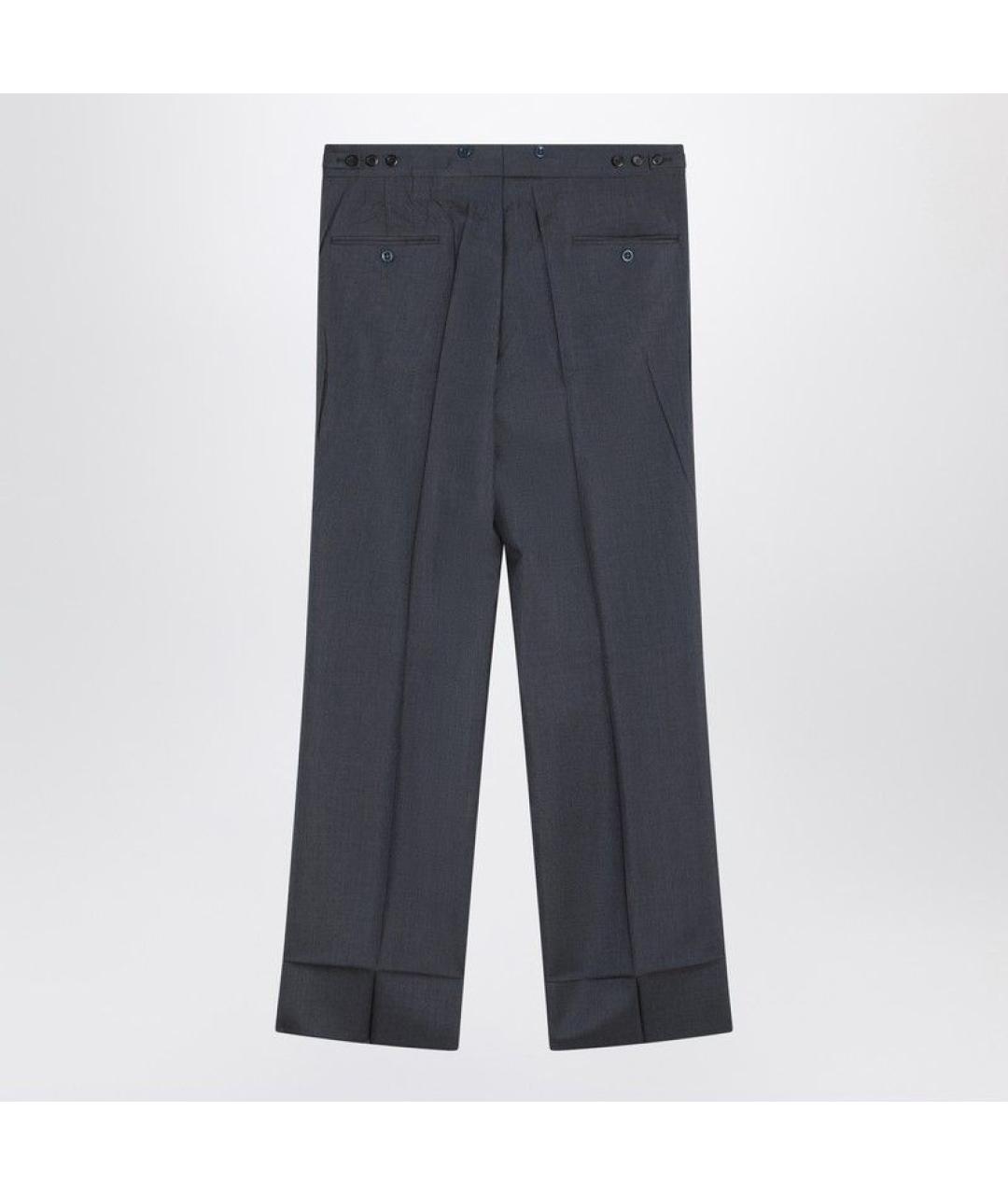 PRADA Синие шерстяные повседневные брюки, фото 2