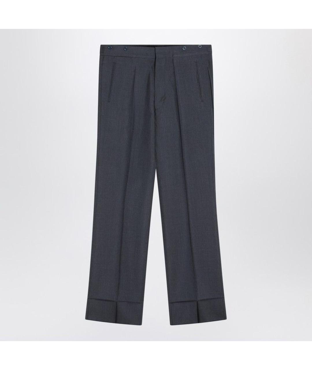 PRADA Синие шерстяные повседневные брюки, фото 3
