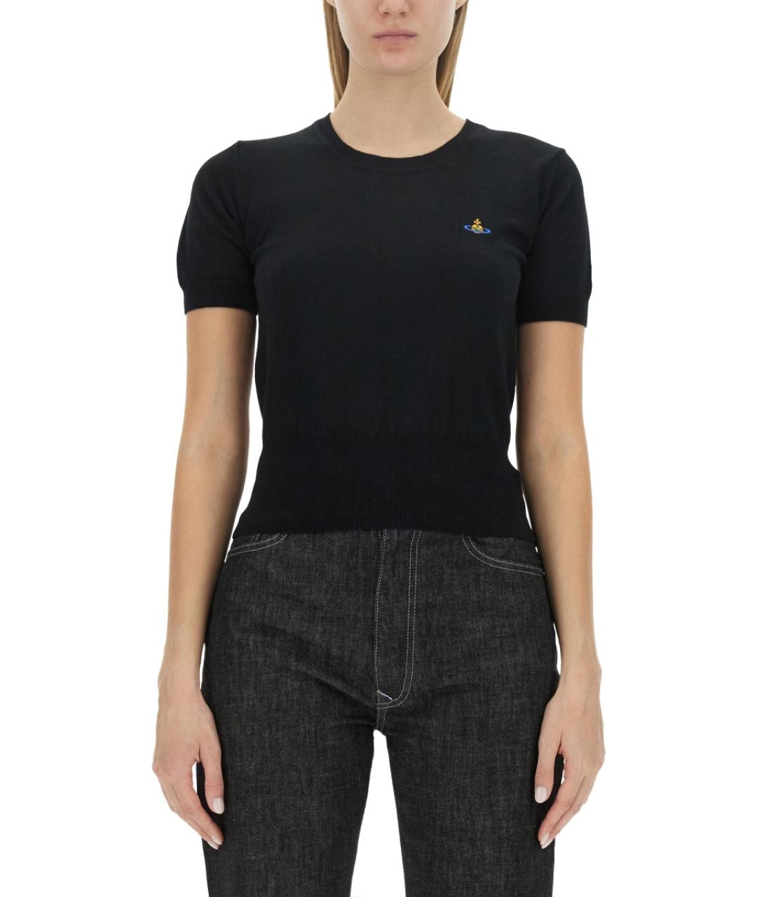 VIVIENNE WESTWOOD Черная хлопковая футболка, фото 2