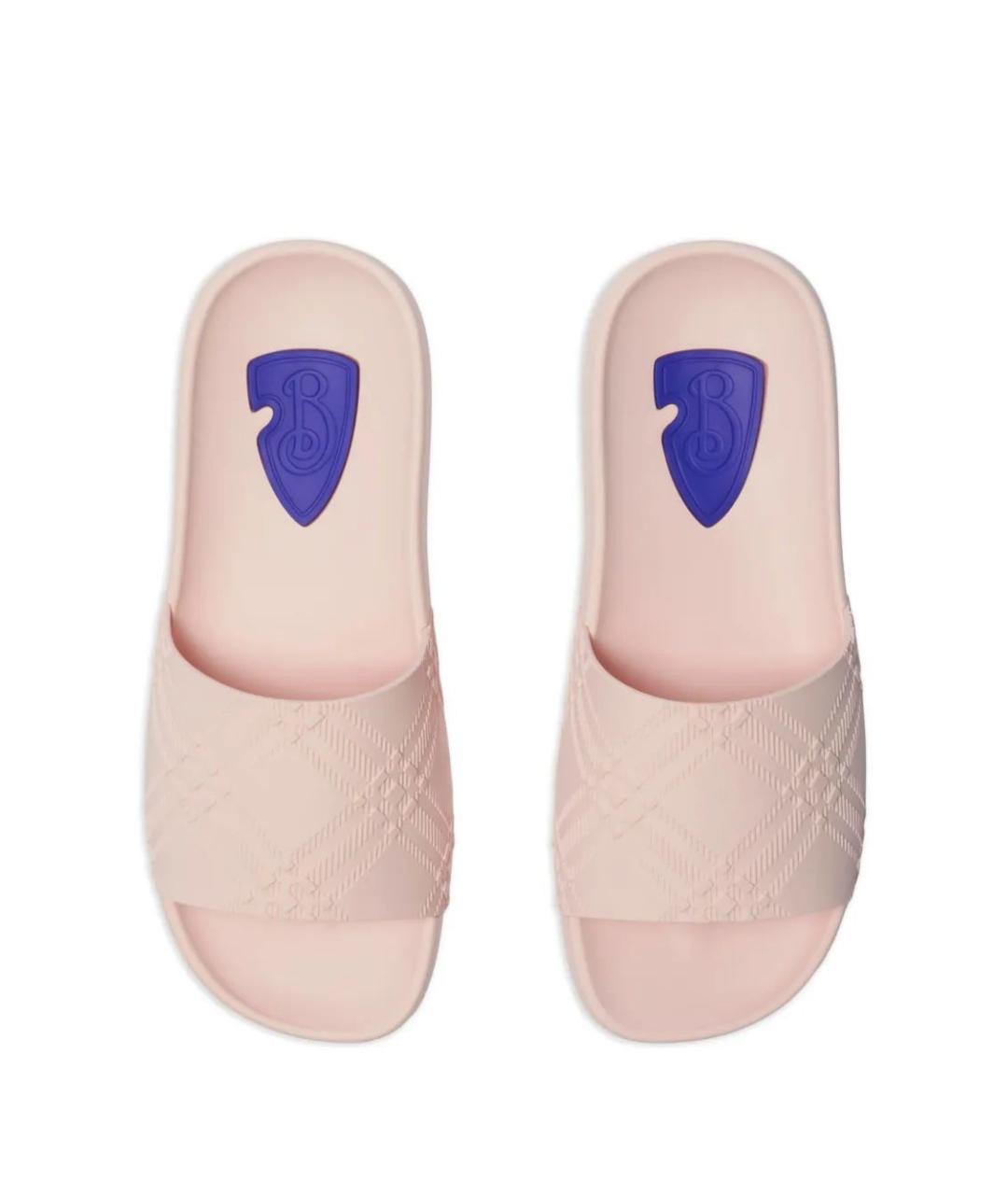 BURBERRY Розовые синтетические шлепанцы, фото 5