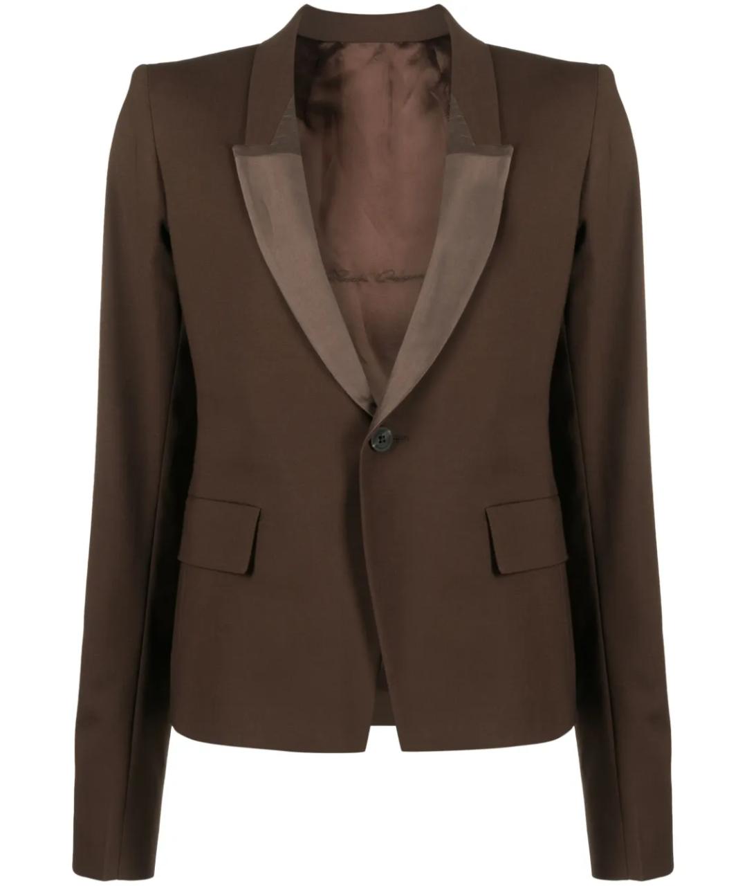 RICK OWENS Коричневый шерстяной пиджак, фото 1