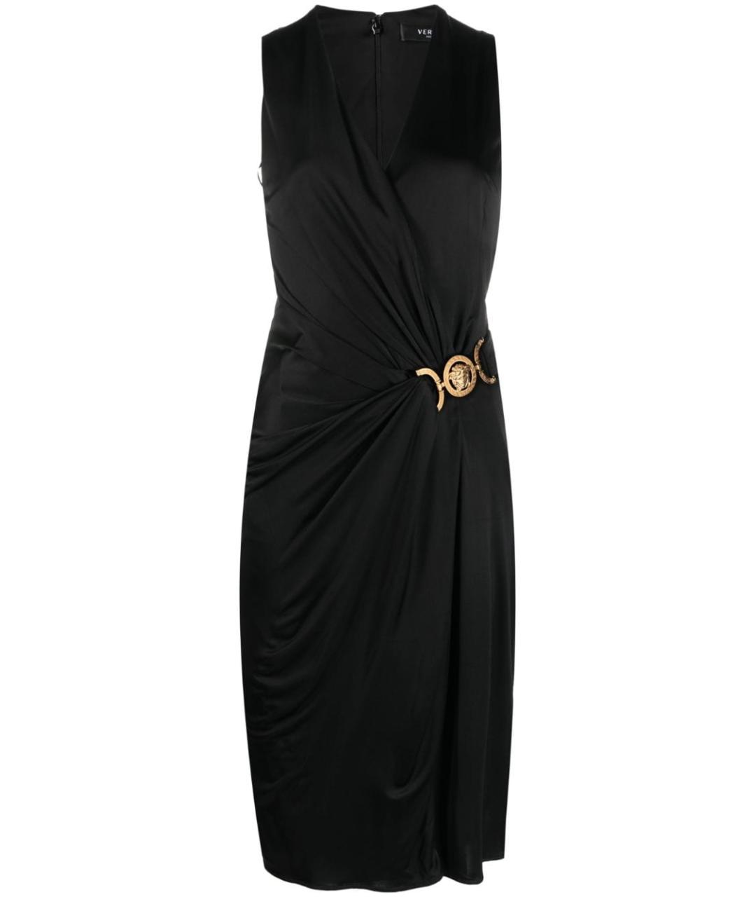 VERSACE Черное вискозное коктейльное платье, фото 1