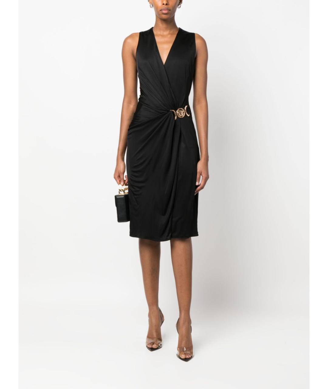 VERSACE Черное вискозное коктейльное платье, фото 2