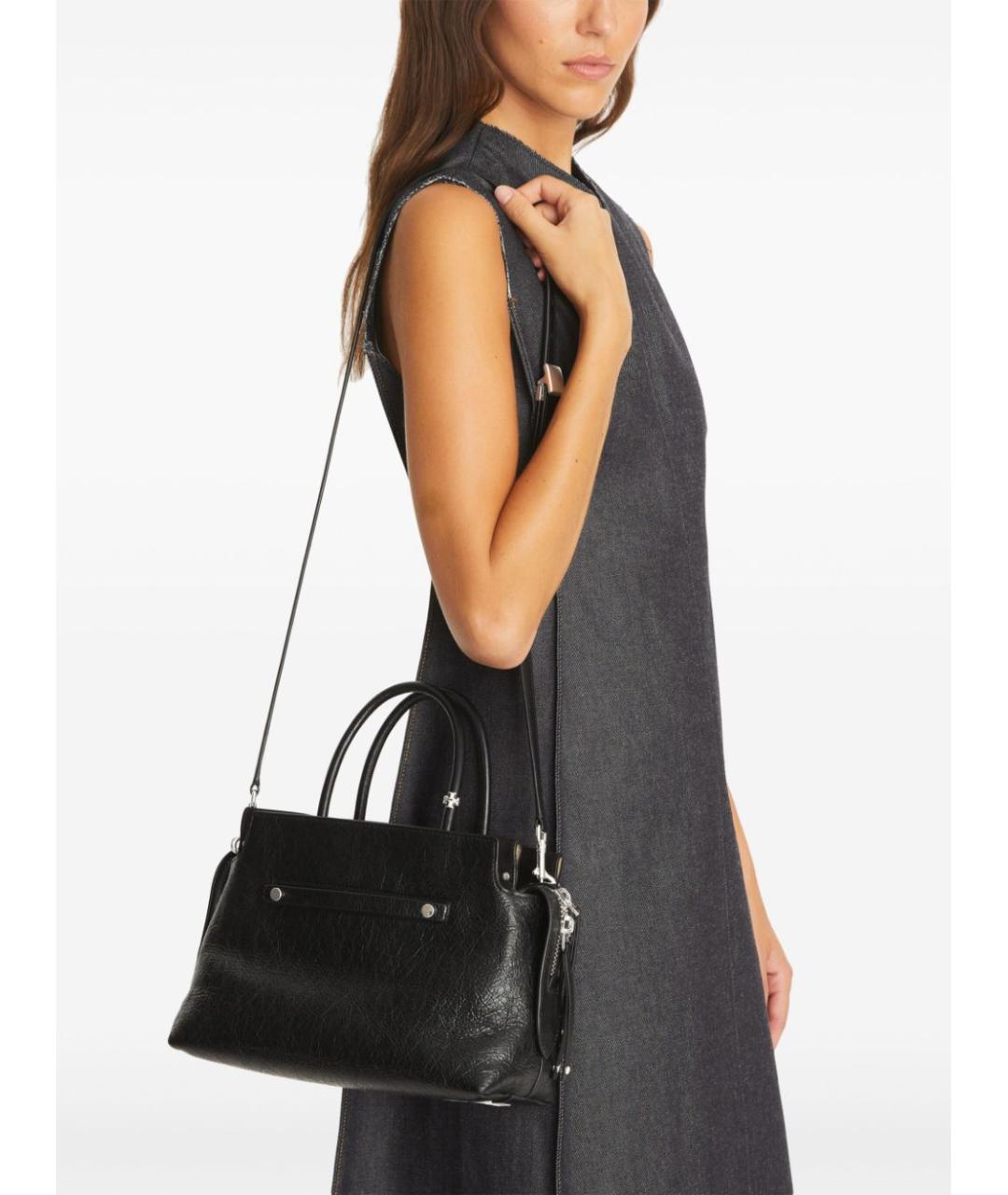 TORY BURCH Черная кожаная сумка тоут, фото 2