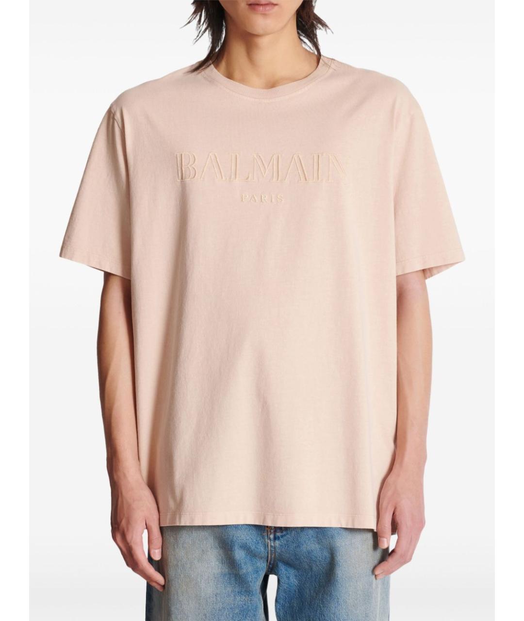 BALMAIN Розовая хлопковая футболка, фото 5