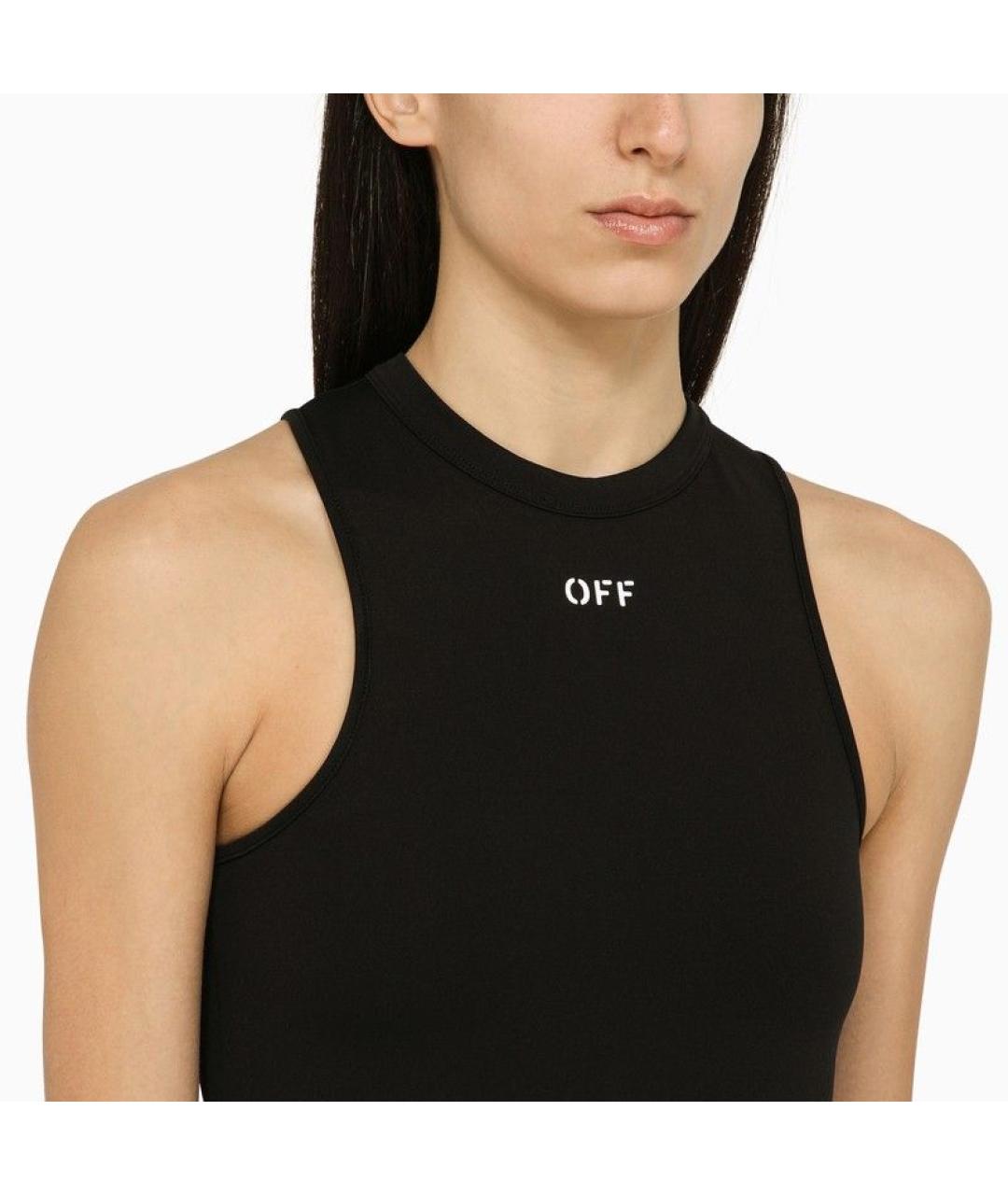 OFF-WHITE Черное хлопковое повседневное платье, фото 4