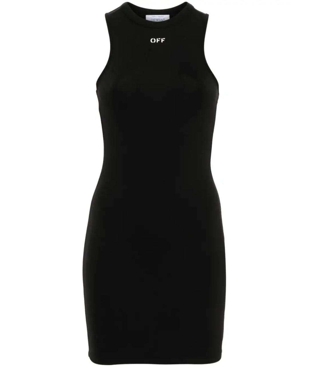 OFF-WHITE Черное хлопковое повседневное платье, фото 1