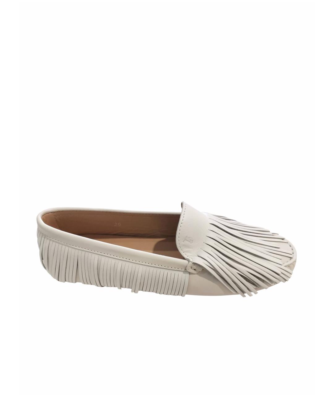 TOD'S Белые кожаные мокасины, фото 1
