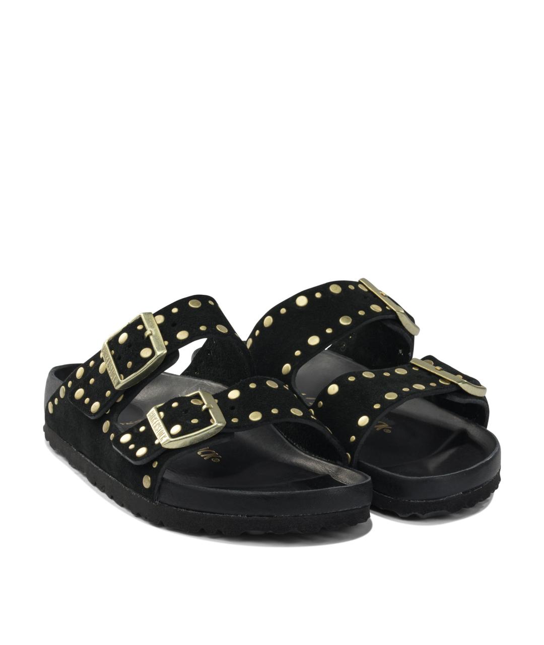 BIRKENSTOCK Черные кожаные шлепанцы, фото 2