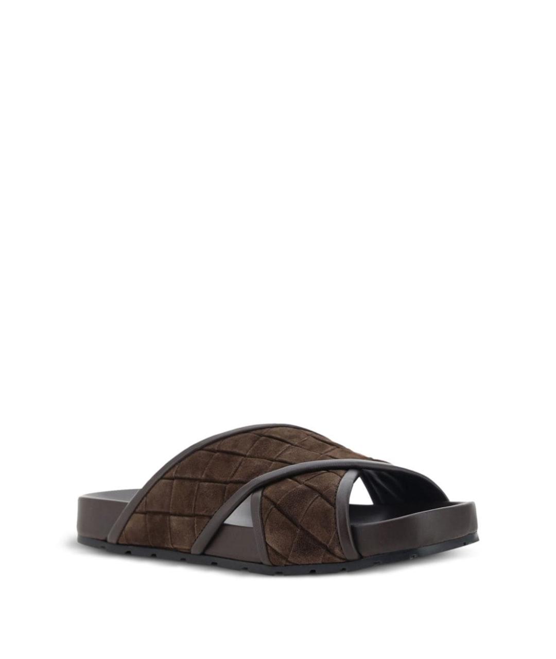 BOTTEGA VENETA Коричневые замшевые шлепанцы, фото 4