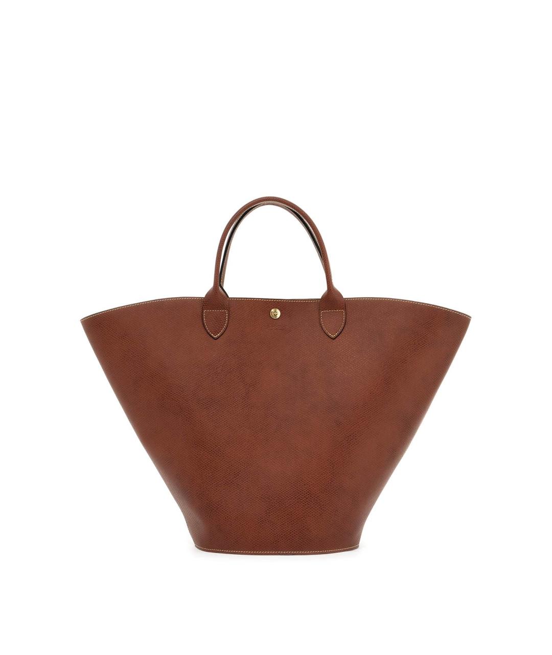 LONGCHAMP Коричневая кожаная сумка тоут, фото 1