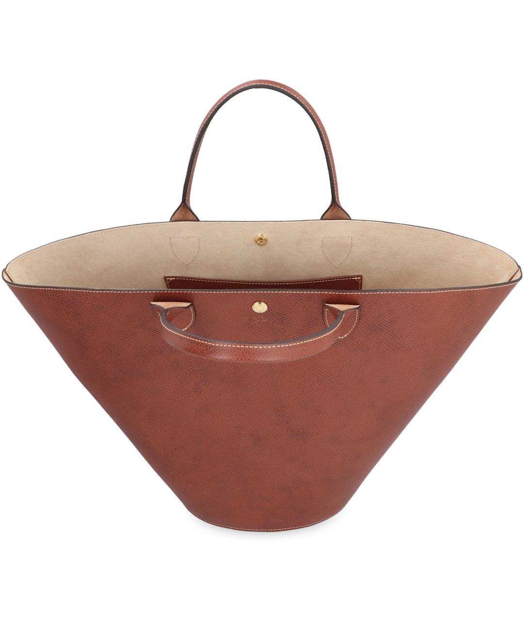 LONGCHAMP Коричневая кожаная сумка тоут, фото 5